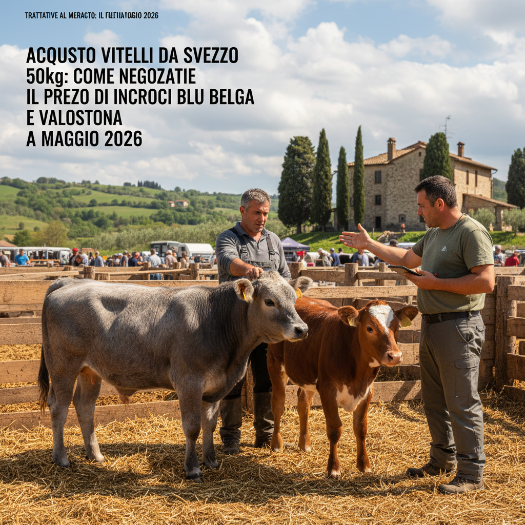 Acquisto Vitelli da Svezzo 50kg: Come Negoziare il Prezzo di Incroci Blu Belga e Valdostana a Maggio 2026