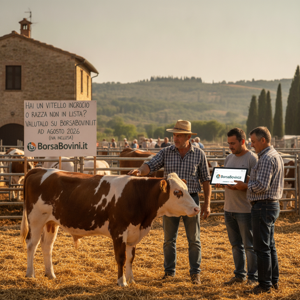 Hai un Vitello Incrocio o Razza non in Lista? Valutalo su BorsaBovini.it ad Agosto 2026 (IVA Inclusa)