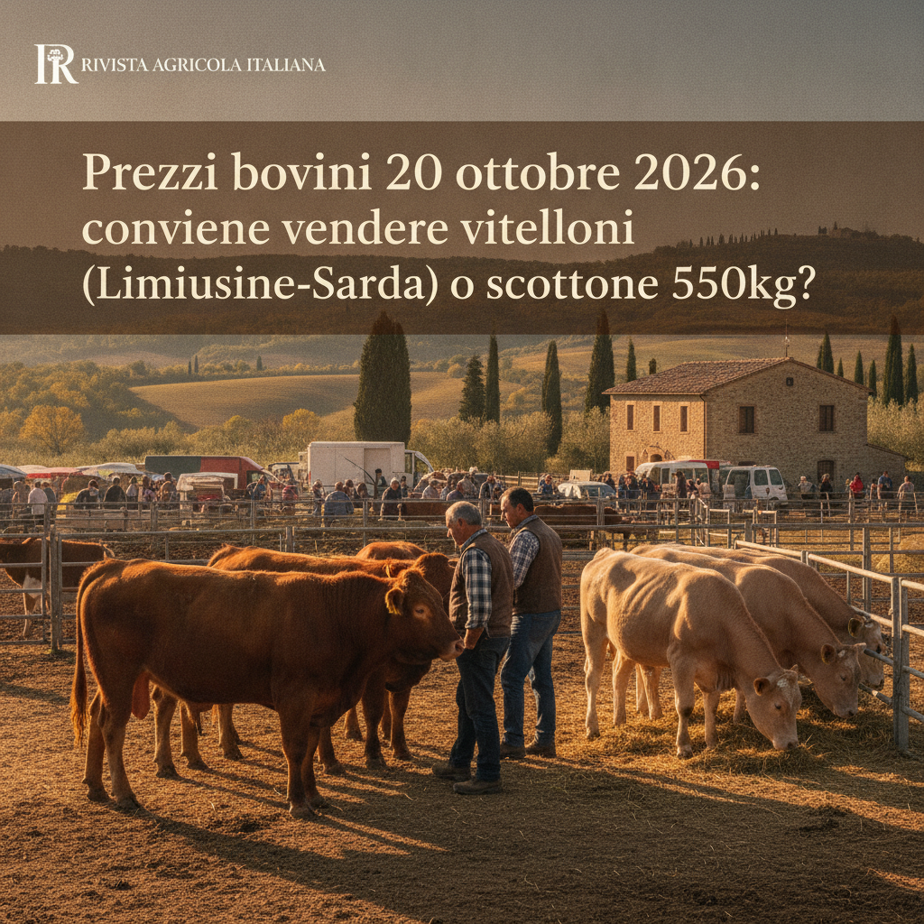 Prezzi bovini 20 ottobre 2026: conviene vendere vitelloni (Limousine-Sarda) o scottone 550kg?