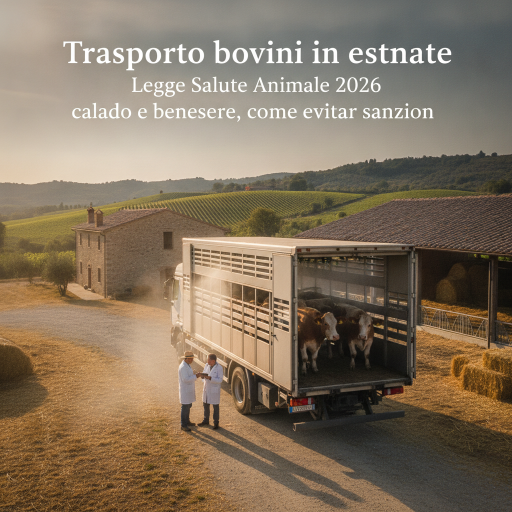 Trasporto bovini in estate: Legge Salute Animale 2026, caldo e benessere, come evitare sanzioni