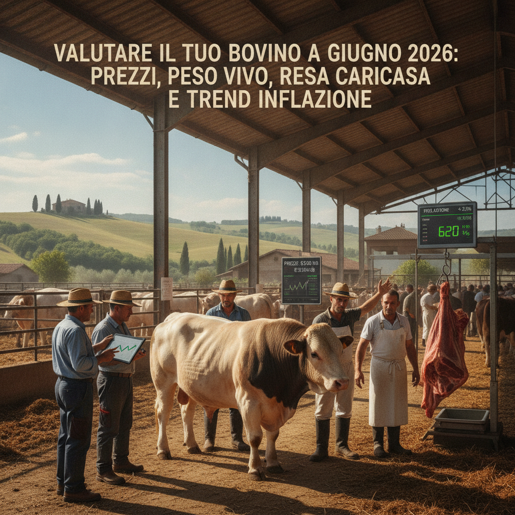 Valutare il tuo bovino a giugno 2026: prezzi, peso vivo, resa carcassa e trend inflazione